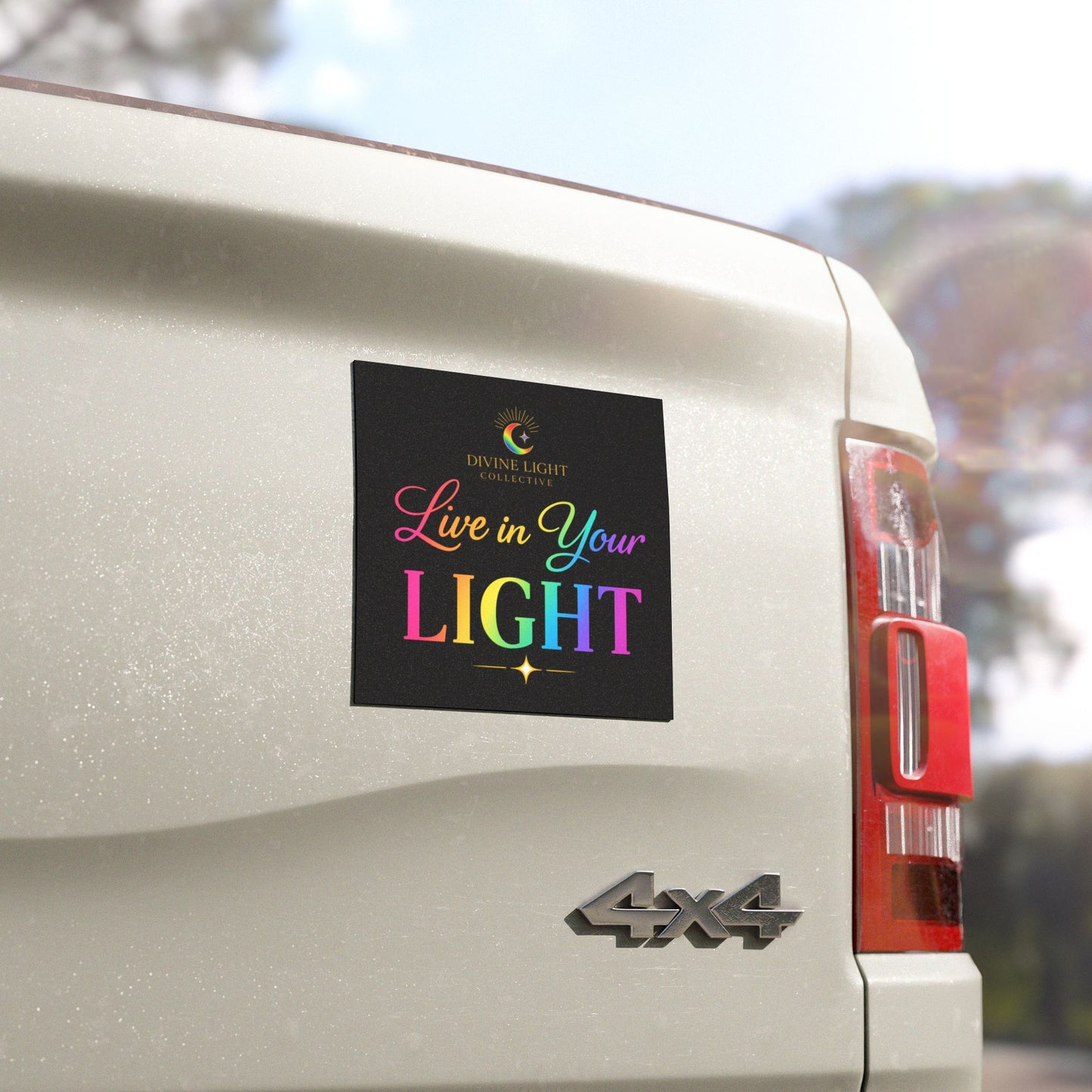 Live in Your Light Car Magnet — Rainbow Inspirational Magnetic Decal