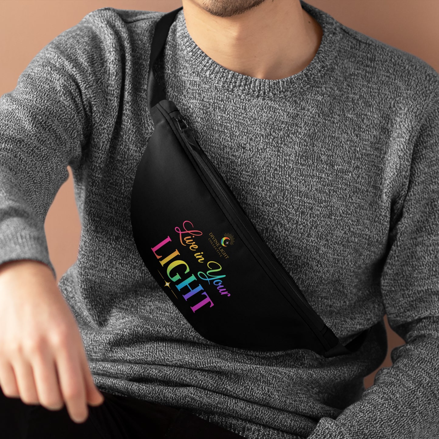 Live in Your Light Rainbow Fanny Pack — Inspirational Waist Bag for Pride & Everyday Wear