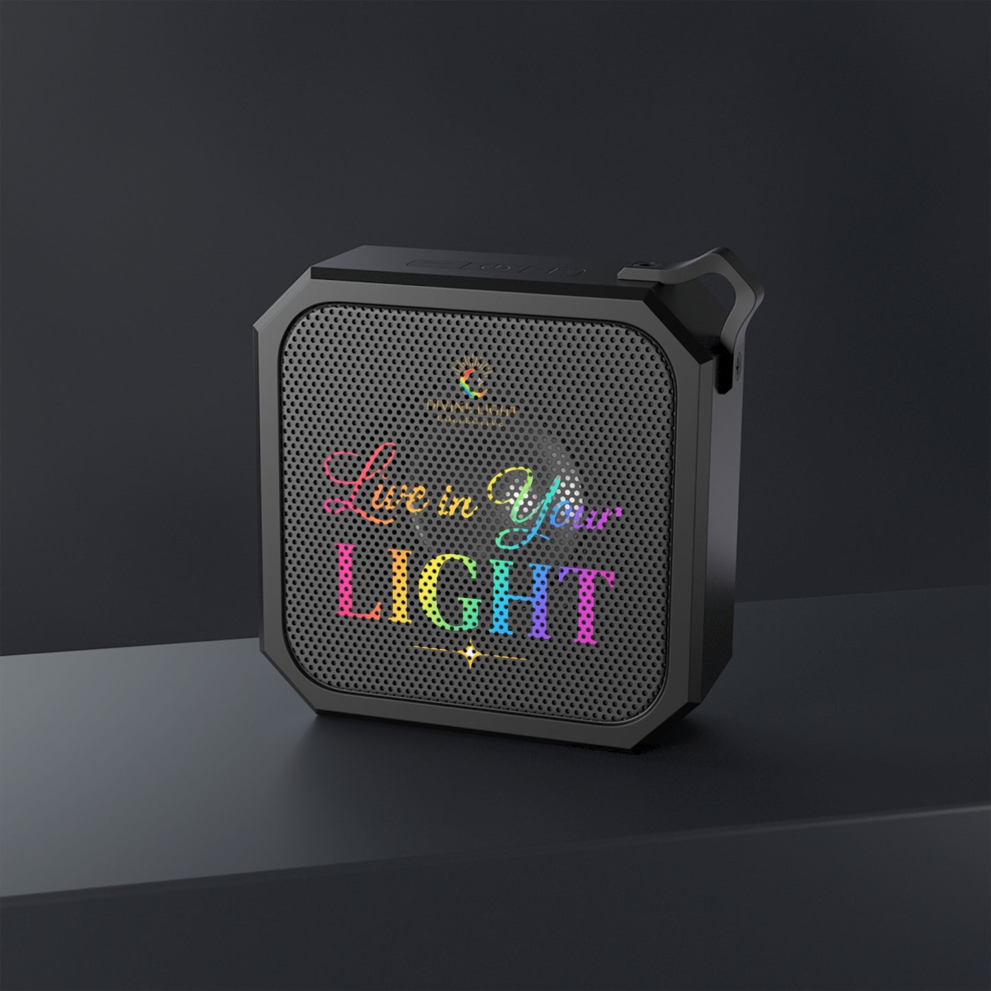 Outdoor Bluetooth Speaker — "Live in Your Light" Rainbow Design