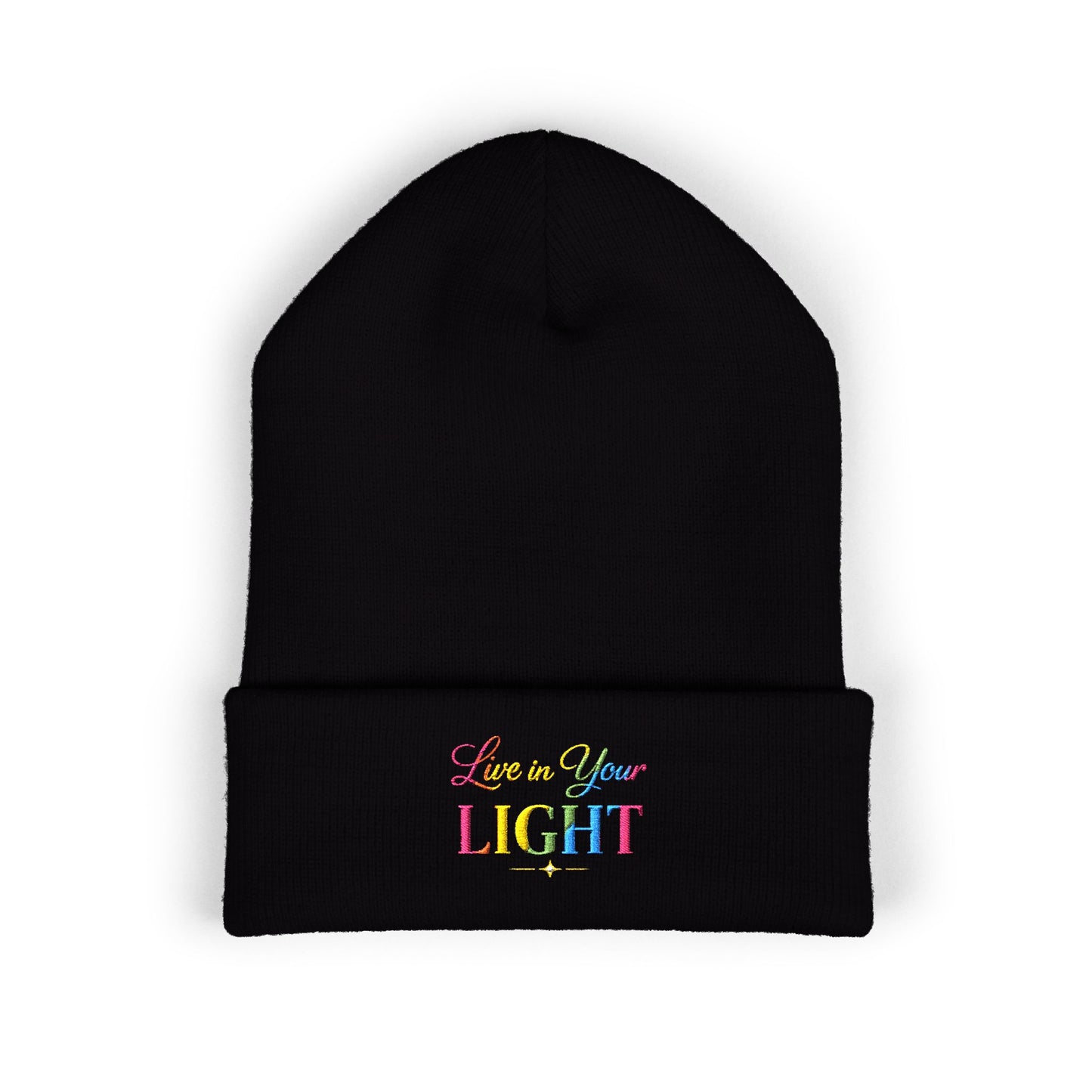 Embroidered "Live Your Light" Cuffed Beanie