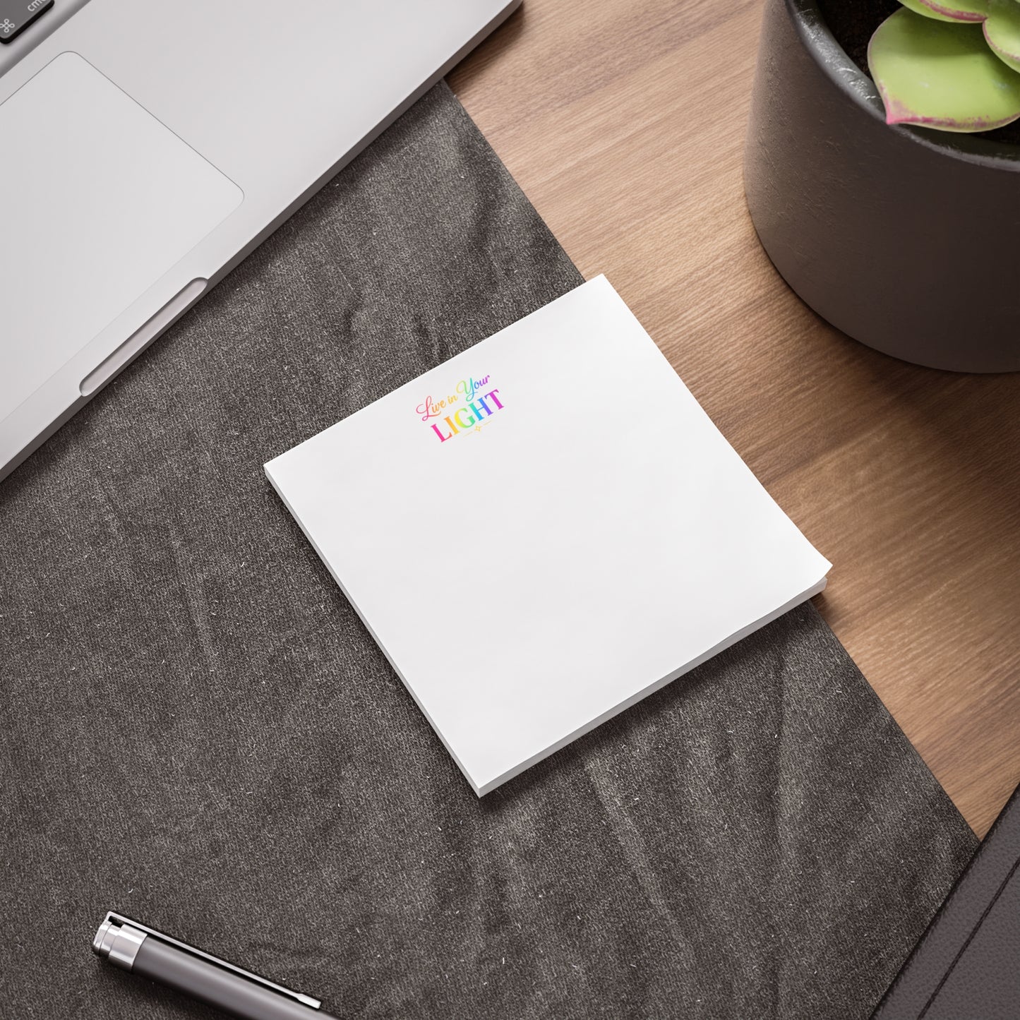 Post-it Note Pad — "Live in Your Light" Rainbow Inspirational Sticky Notes