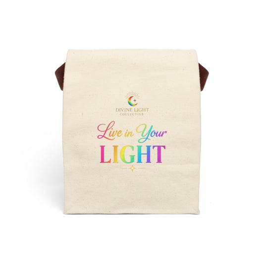 Live In Your Light Canvas Lunch Bag — Insulated Reusable Lunch Tote with Strap