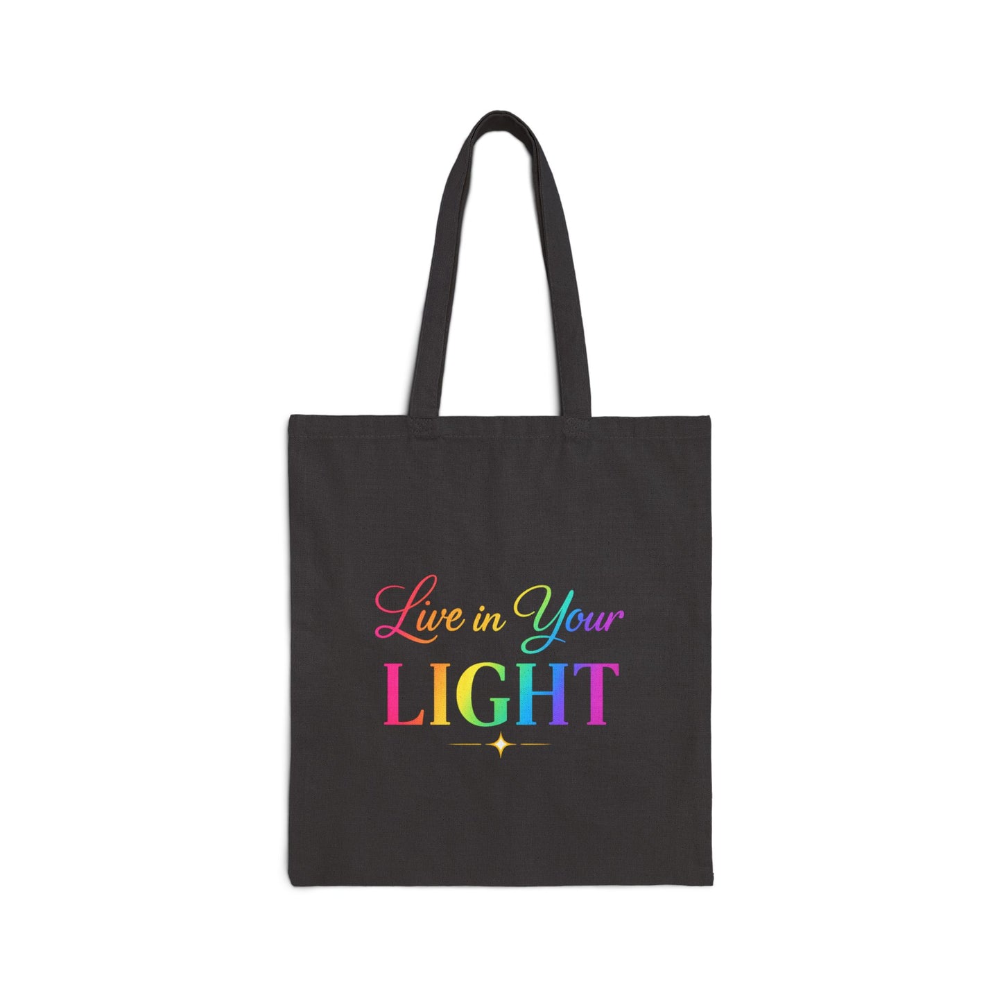 Live In Your Light Canvas Tote Bag – Rainbow Inspirational Eco Shopper