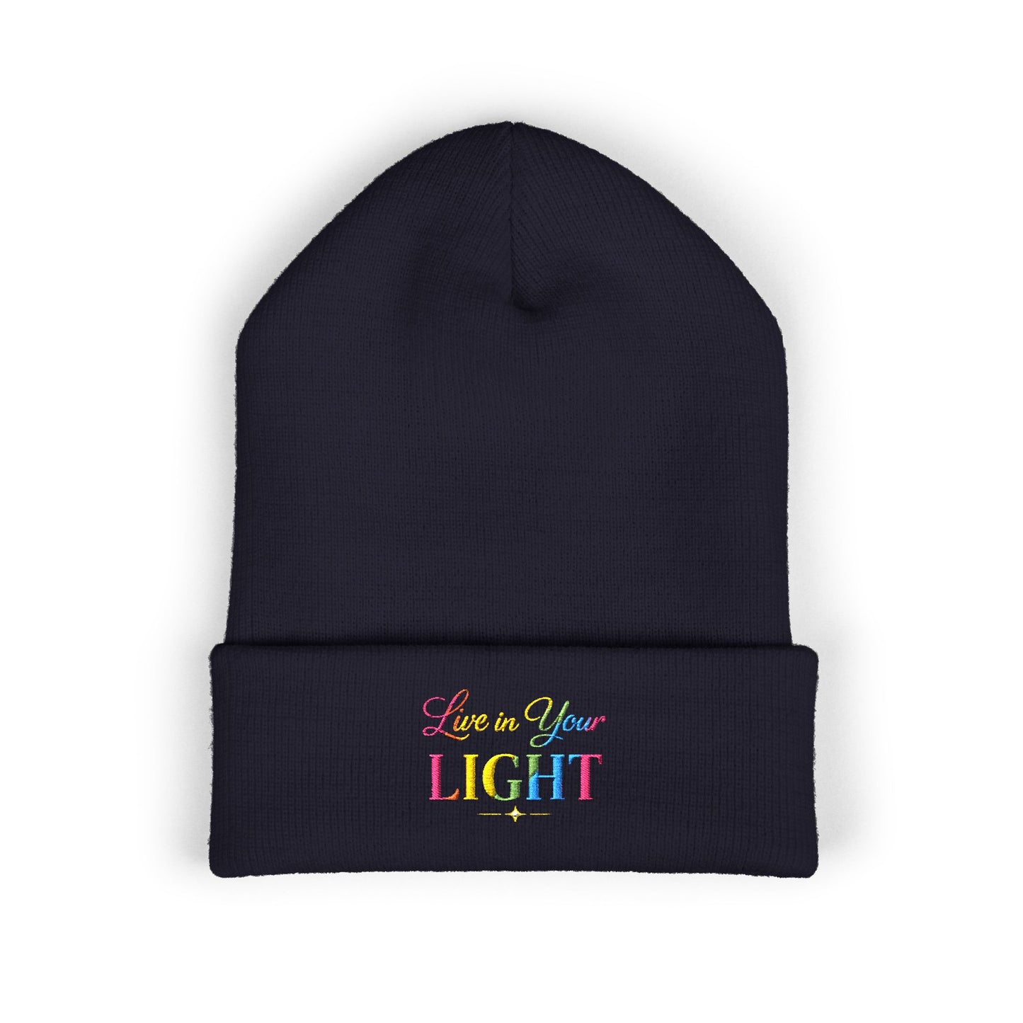 Embroidered "Live Your Light" Cuffed Beanie