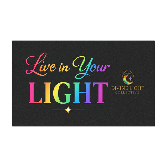 Live in Your LIGHT Rainbow Car Magnet — Inspirational Spiritual Bumper Sticker for Divine Light Collective