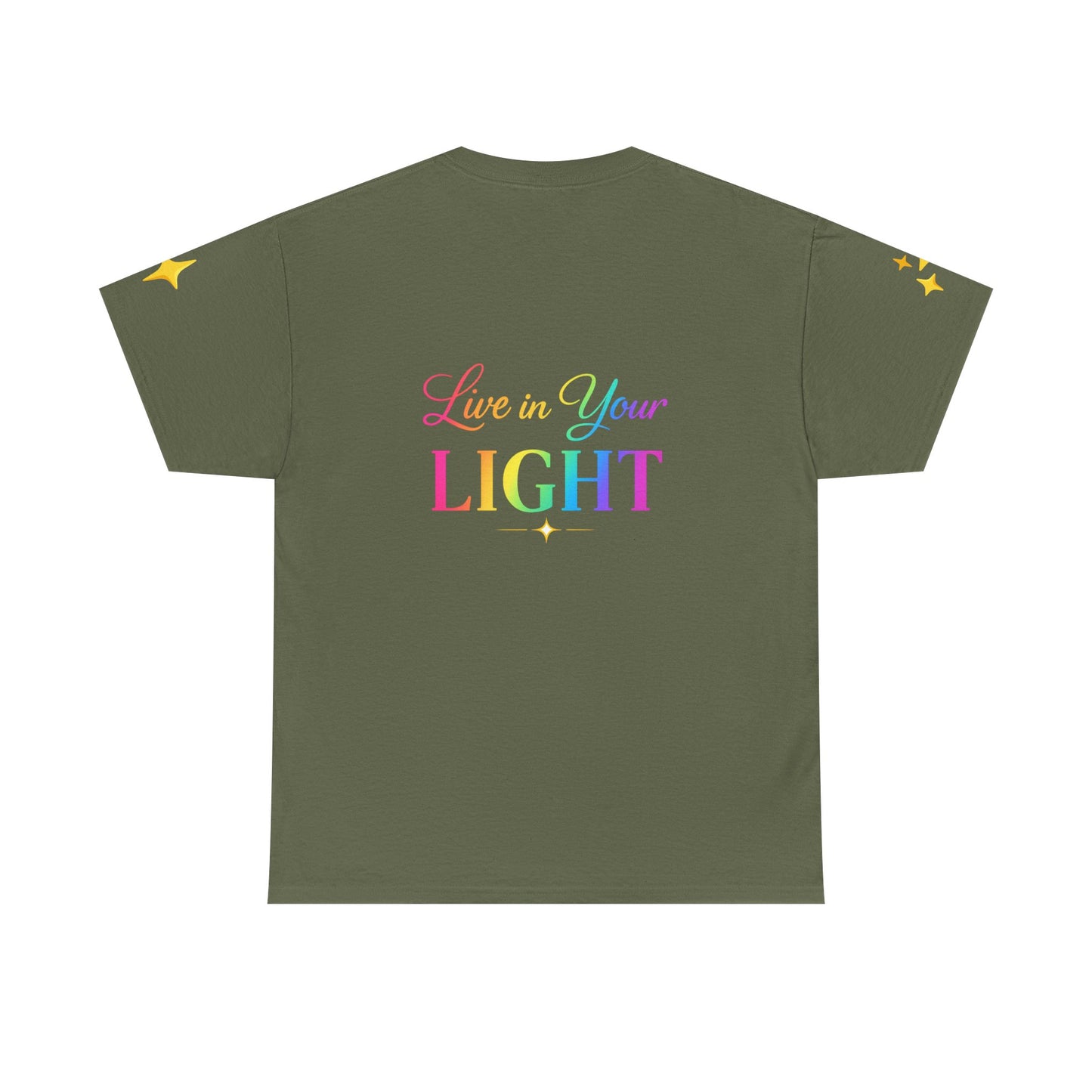 Live in Your Light Tee — Divine Light Collective Rainbow Graphic T-Shirt