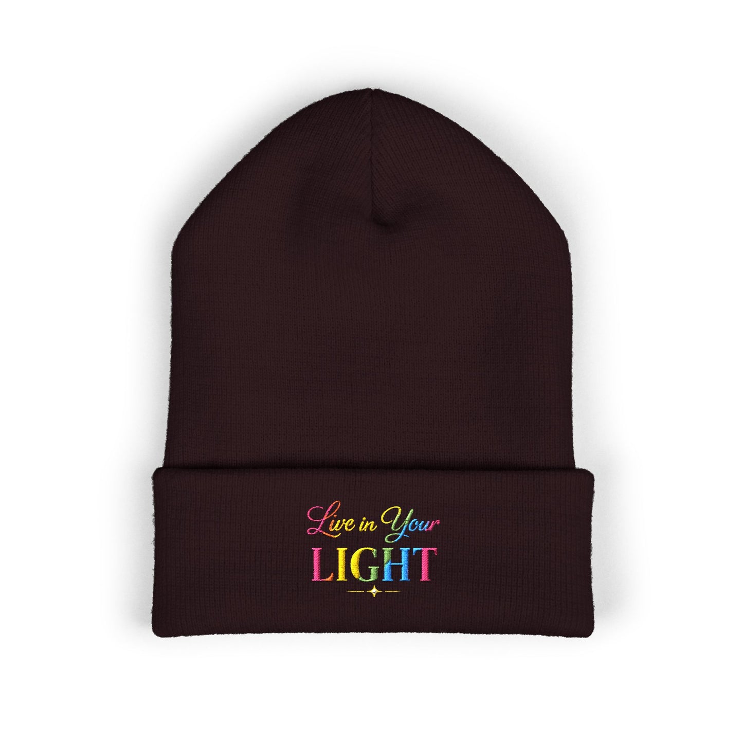 Embroidered "Live Your Light" Cuffed Beanie