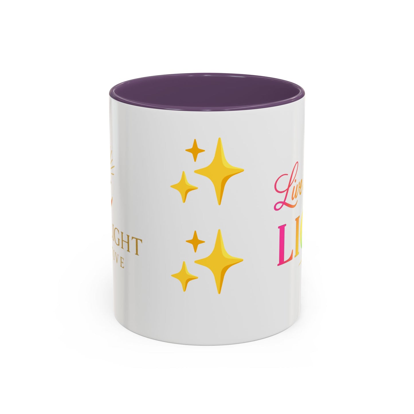 Live in Your Light Accent Coffee Mug — Rainbow Inspirational 11/15oz