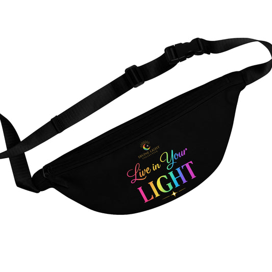 Live in Your Light Rainbow Fanny Pack — Inspirational Waist Bag for Pride & Everyday Wear
