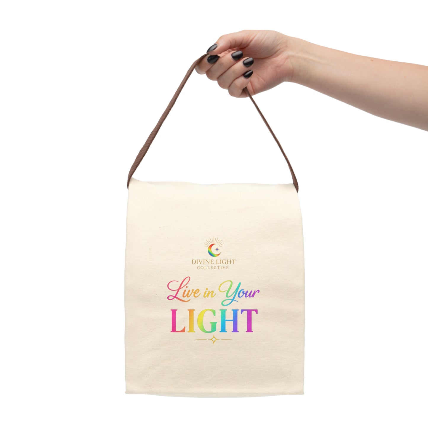 Live In Your Light Canvas Lunch Bag — Insulated Reusable Lunch Tote with Strap