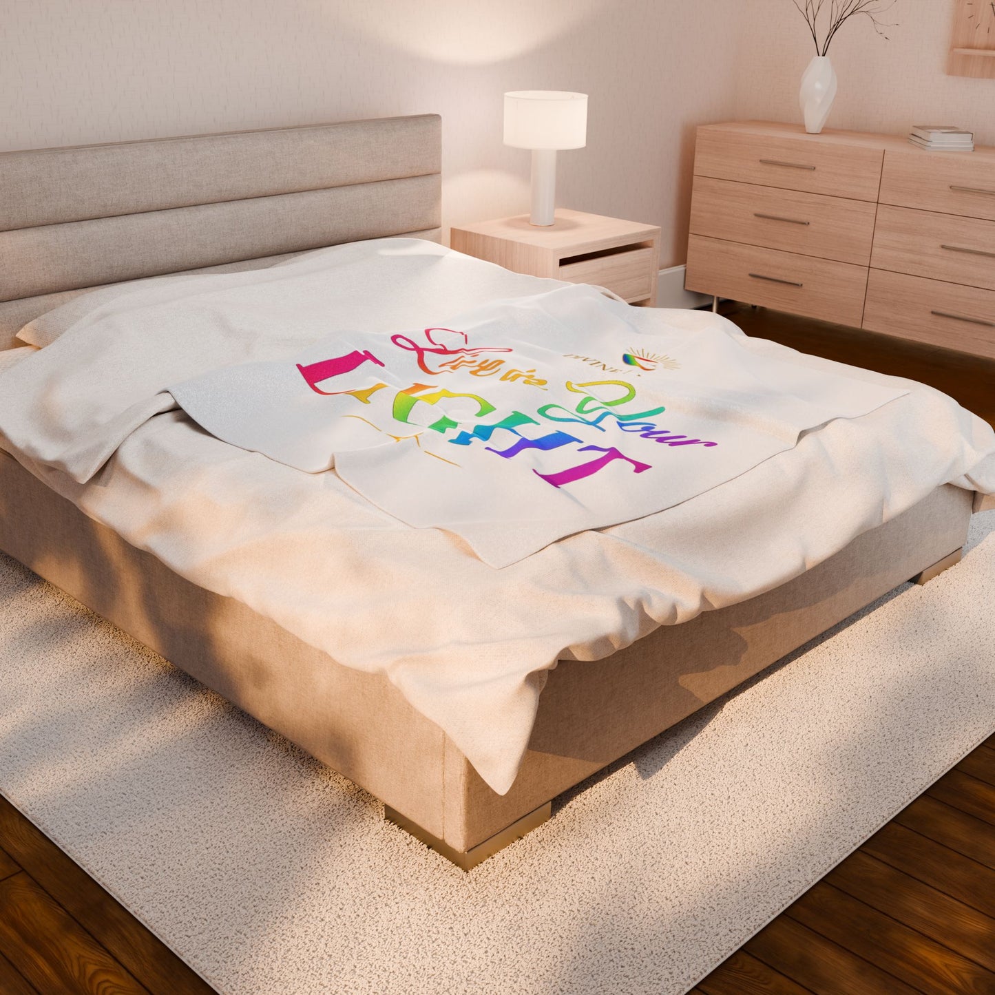 Live in Your Light Velveteen Plush Blanket — Rainbow Inspirational Throw