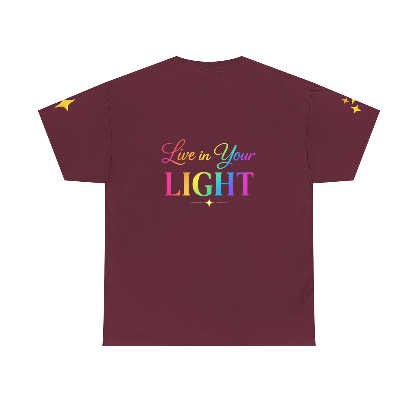 Live in Your Light Tee — Divine Light Collective Rainbow Graphic T-Shirt