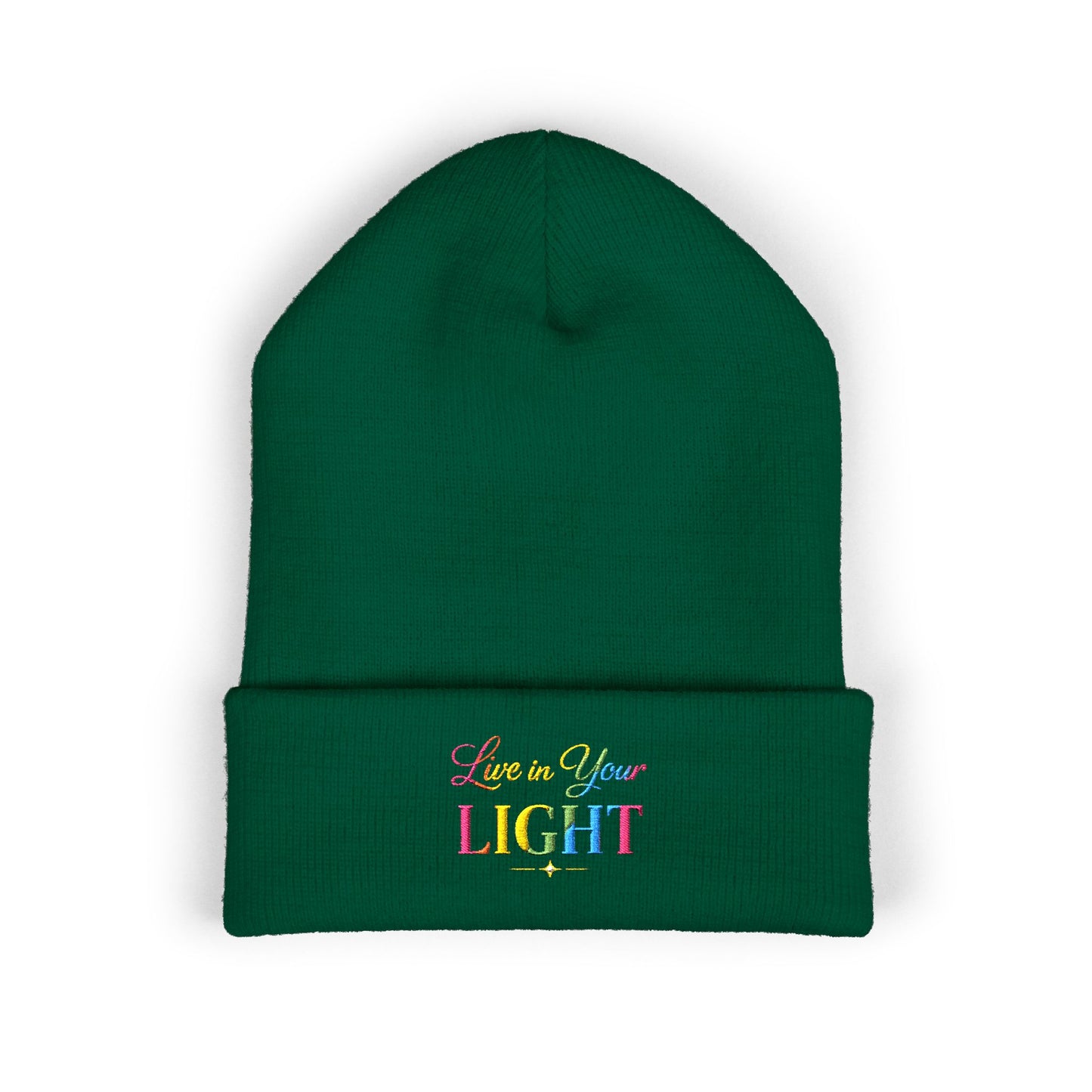 Embroidered "Live Your Light" Cuffed Beanie