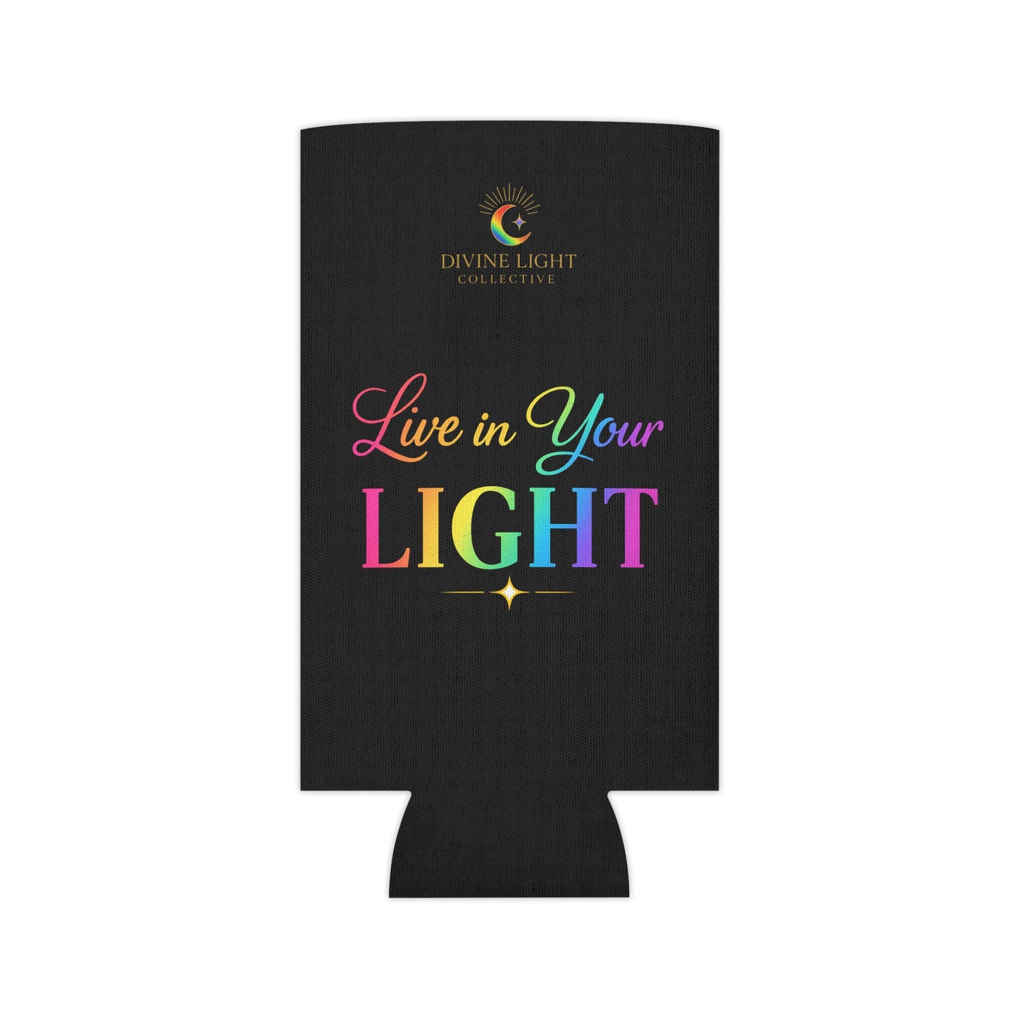 Can Cooler — "Live in Your Light" Rainbow Logo Can Cooler