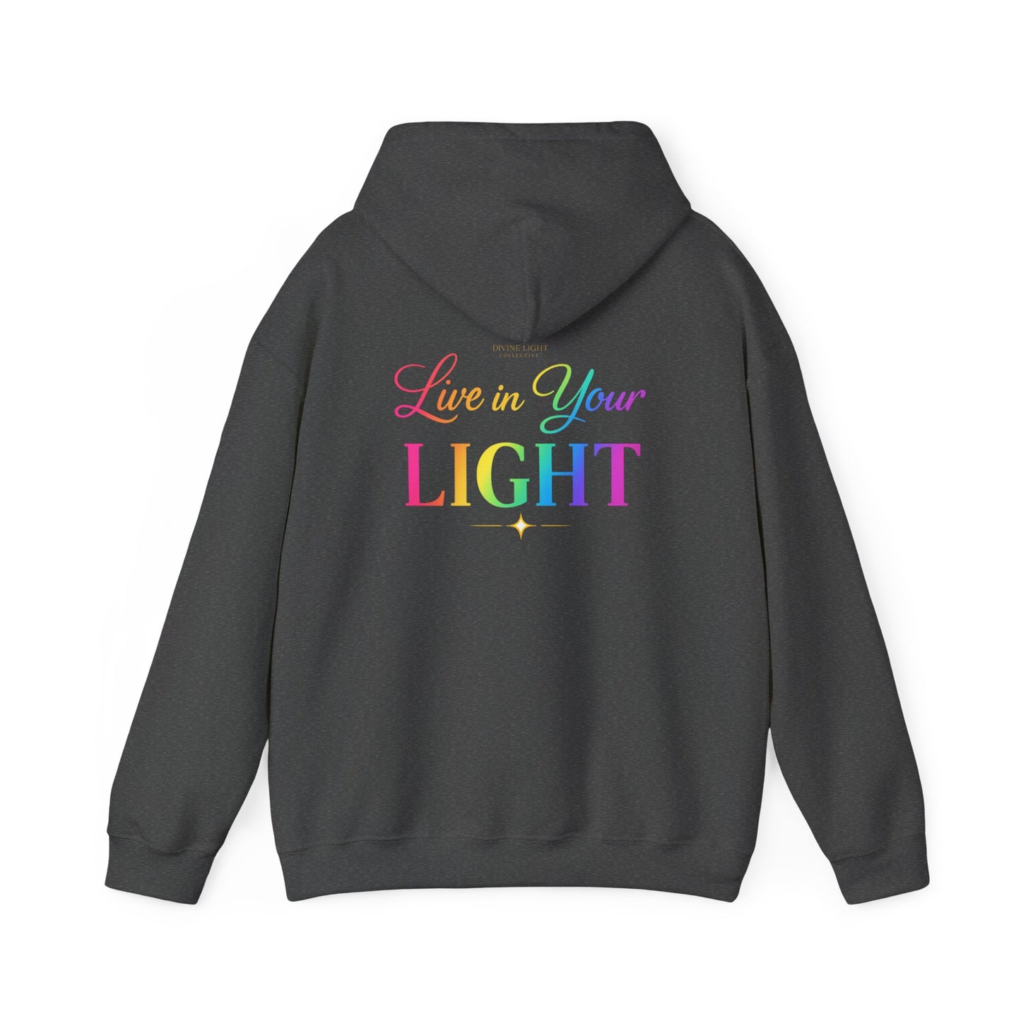 Live in Your Light Hoodie — Rainbow Inspirational Pullover