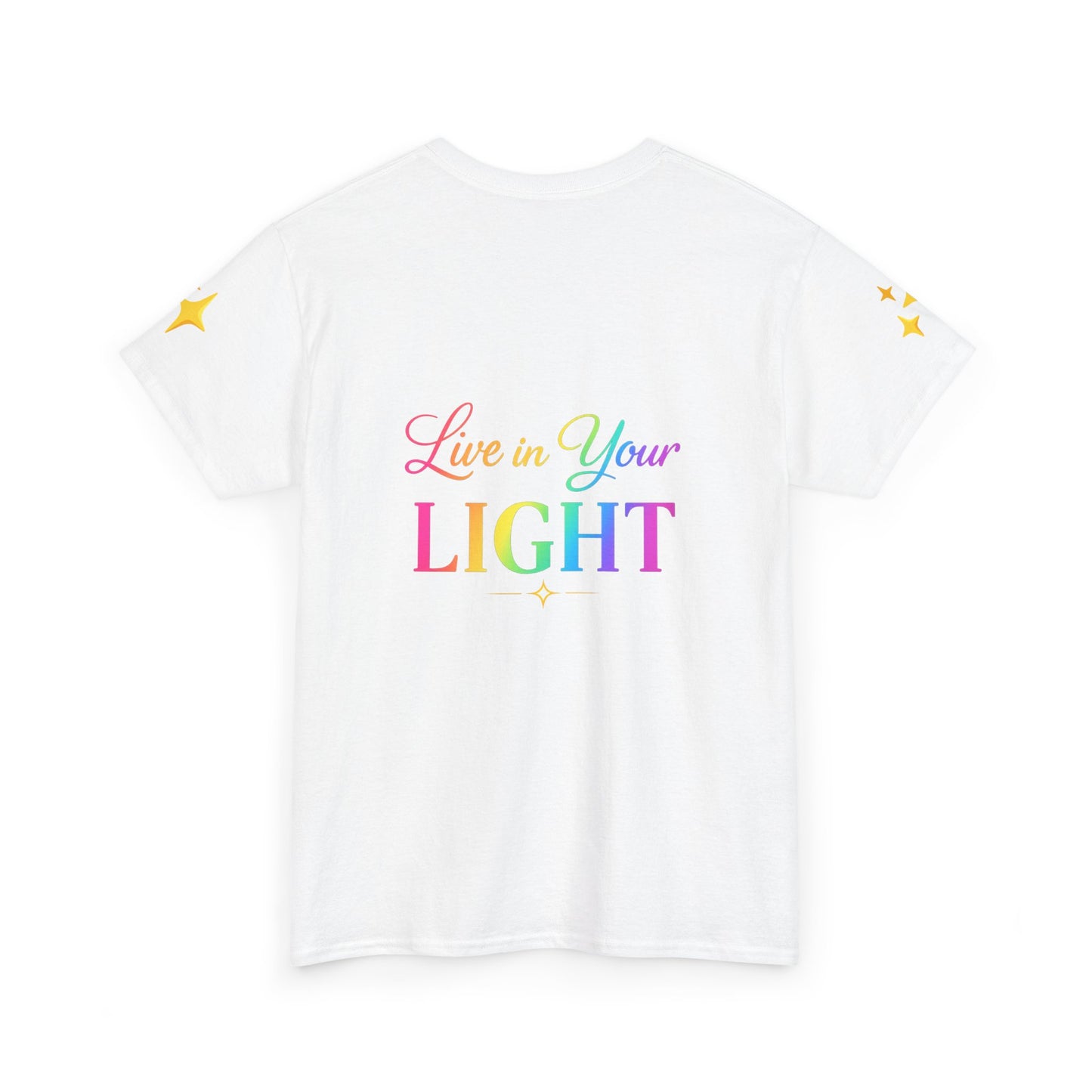 Live in Your Light Tee — Divine Light Collective Rainbow Graphic T-Shirt