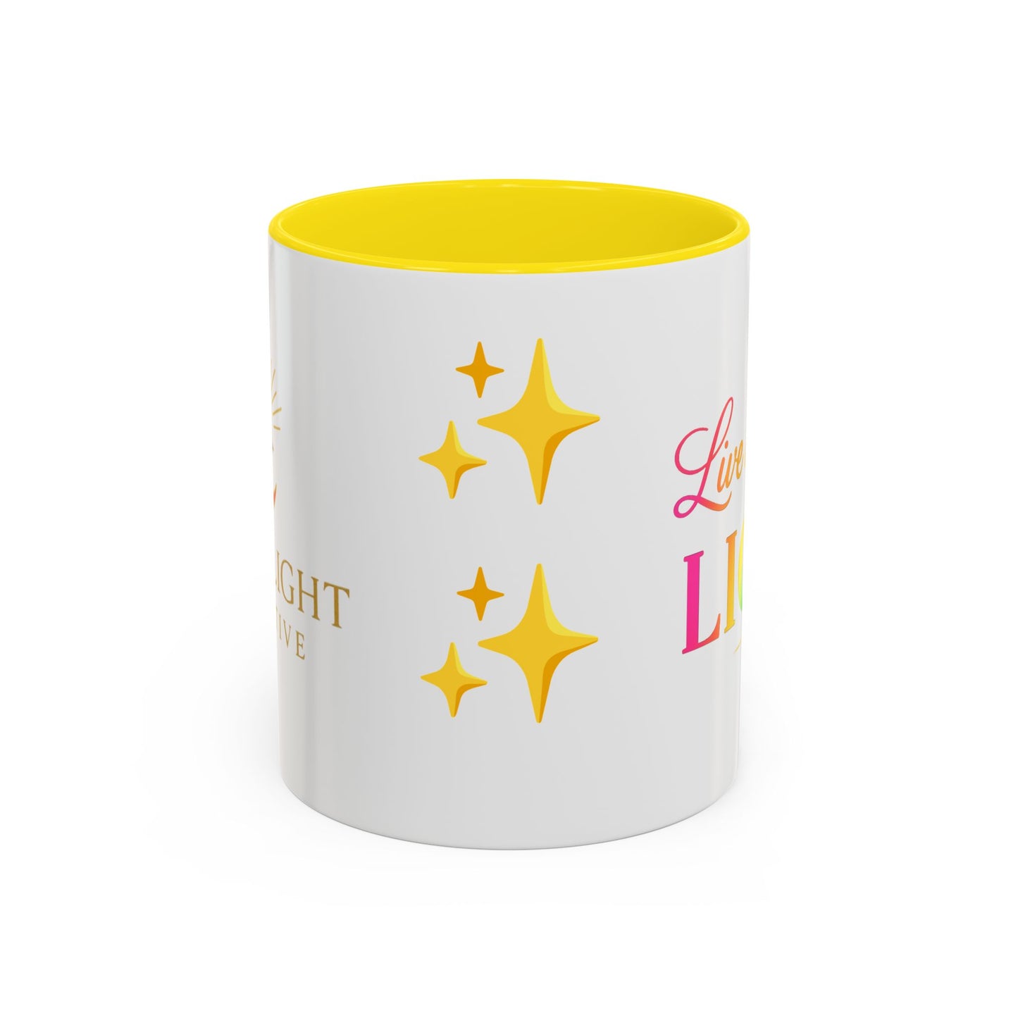 Live in Your Light Accent Coffee Mug — Rainbow Inspirational 11/15oz