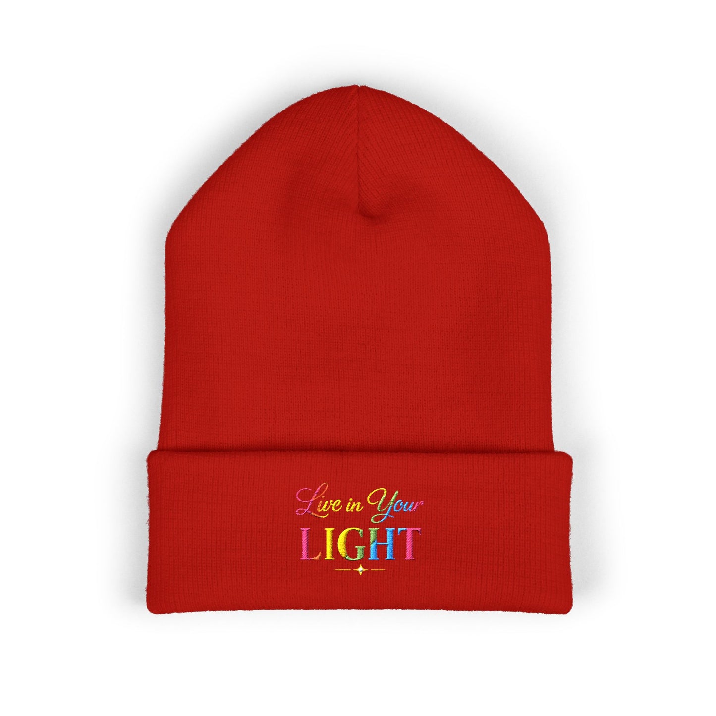 Embroidered "Live Your Light" Cuffed Beanie
