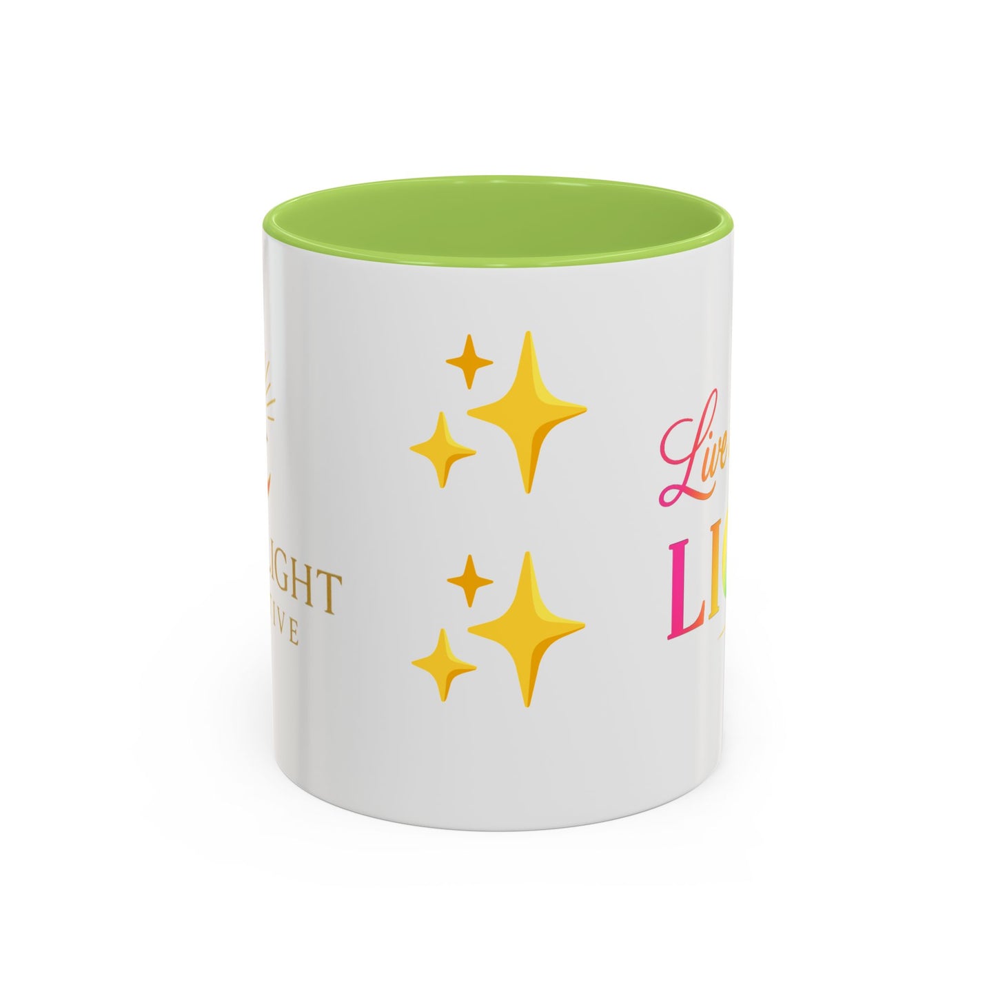 Live in Your Light Accent Coffee Mug — Rainbow Inspirational 11/15oz