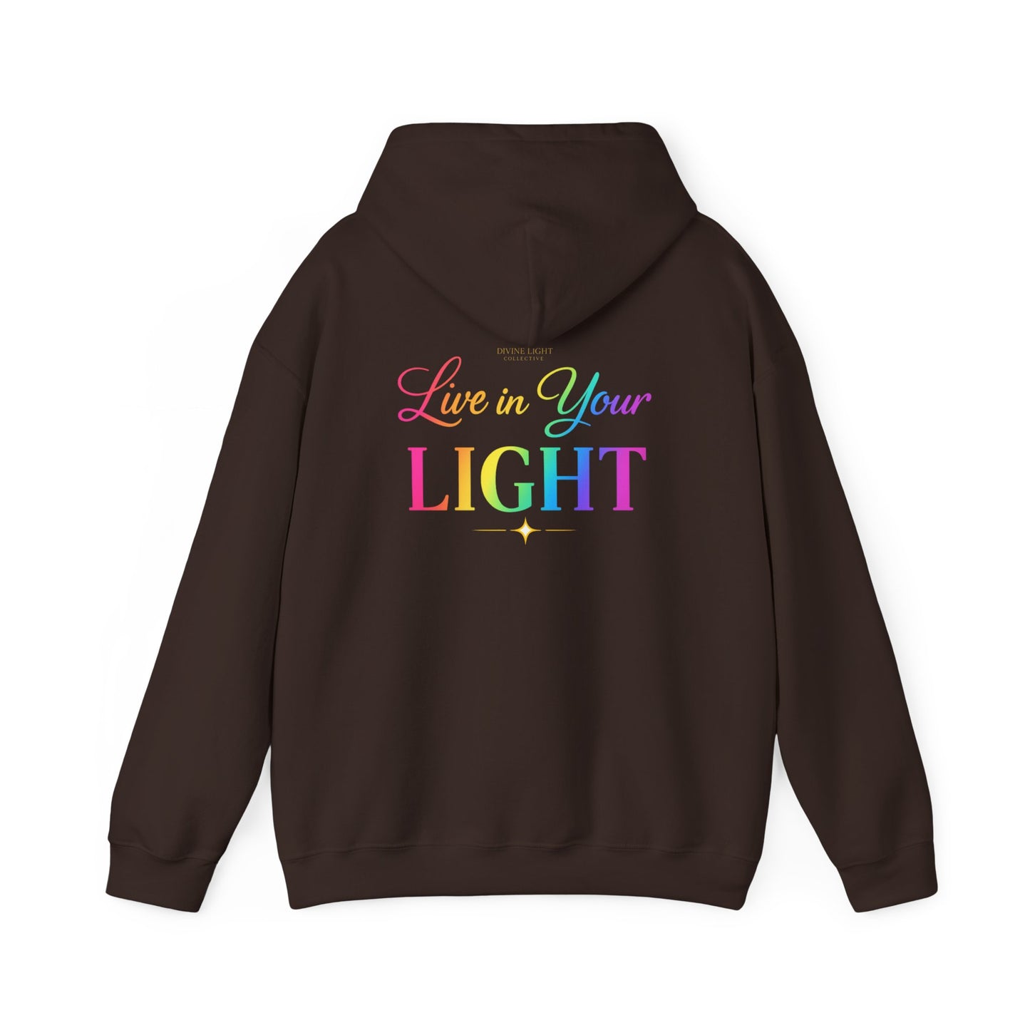 Live in Your Light Hoodie — Rainbow Inspirational Pullover