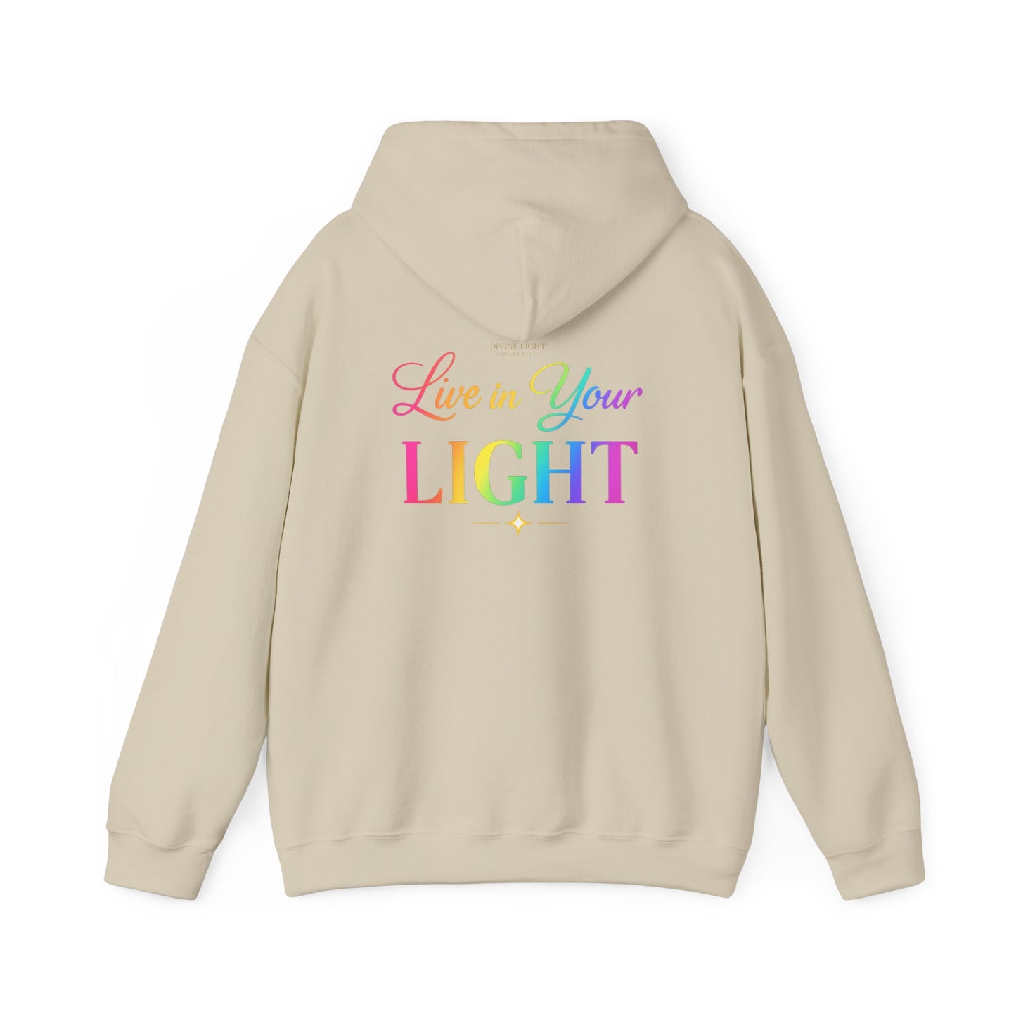 Live in Your Light Hoodie — Rainbow Inspirational Pullover