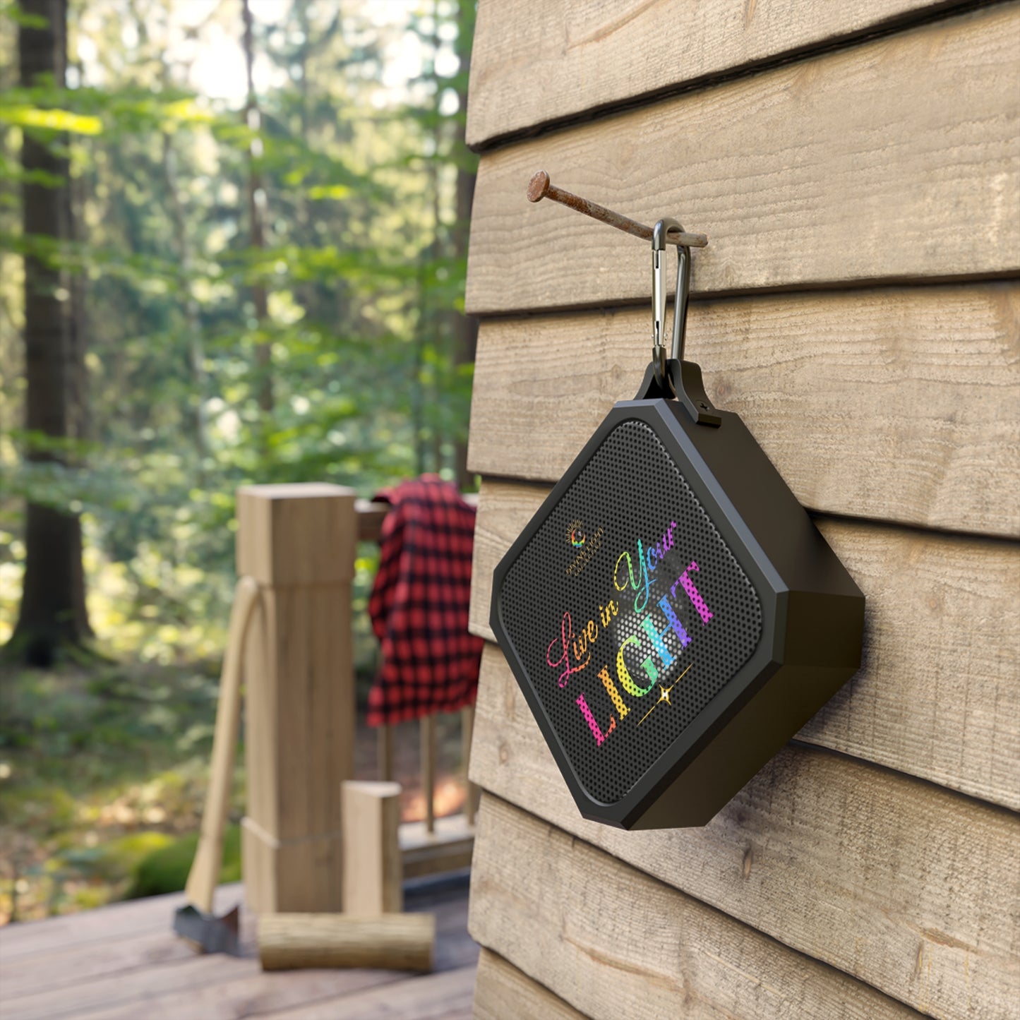 Outdoor Bluetooth Speaker — "Live in Your Light" Rainbow Design