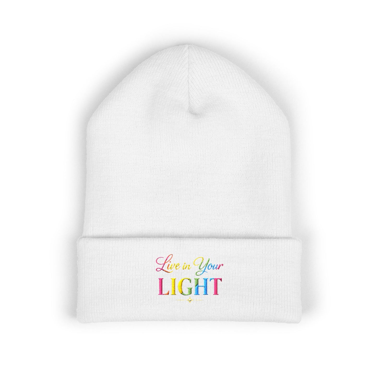 Embroidered "Live Your Light" Cuffed Beanie