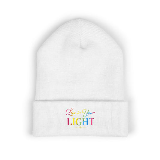 Embroidered "Live Your Light" Cuffed Beanie