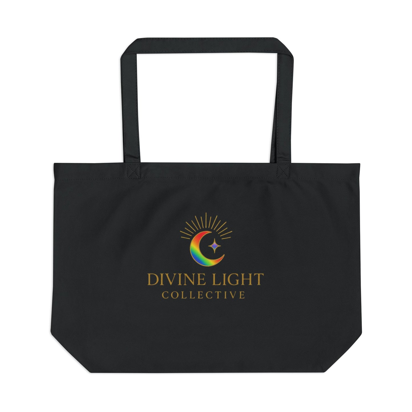 Large Eco Tote — ‘Live in Your Light’ Rainbow Spiritual Canvas Bag