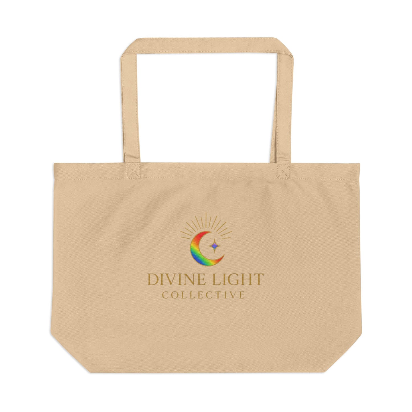 Large Eco Tote — ‘Live in Your Light’ Rainbow Spiritual Canvas Bag