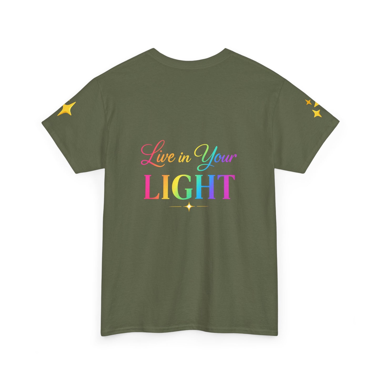 Live in Your Light Tee — Divine Light Collective Rainbow Graphic T-Shirt
