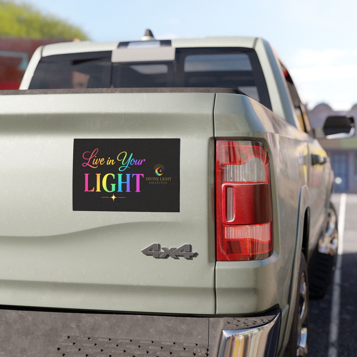 Live in Your LIGHT Rainbow Car Magnet — Inspirational Spiritual Bumper Sticker for Divine Light Collective