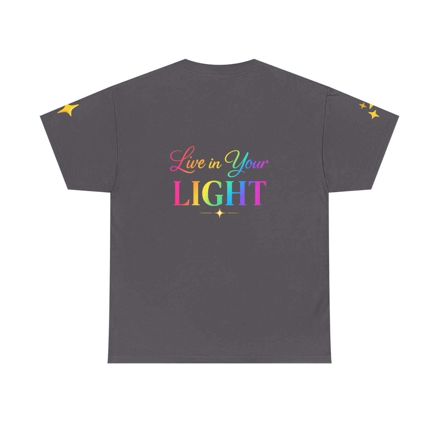 Live in Your Light Tee — Divine Light Collective Rainbow Graphic T-Shirt