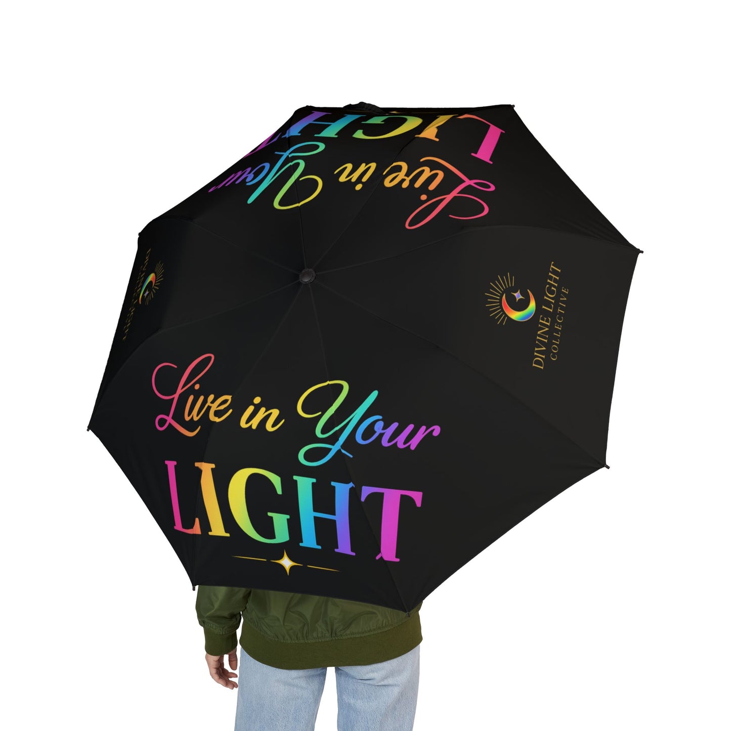 Umbrella — "Live in Your Light" Rainbow Foldable Travel Umbrella