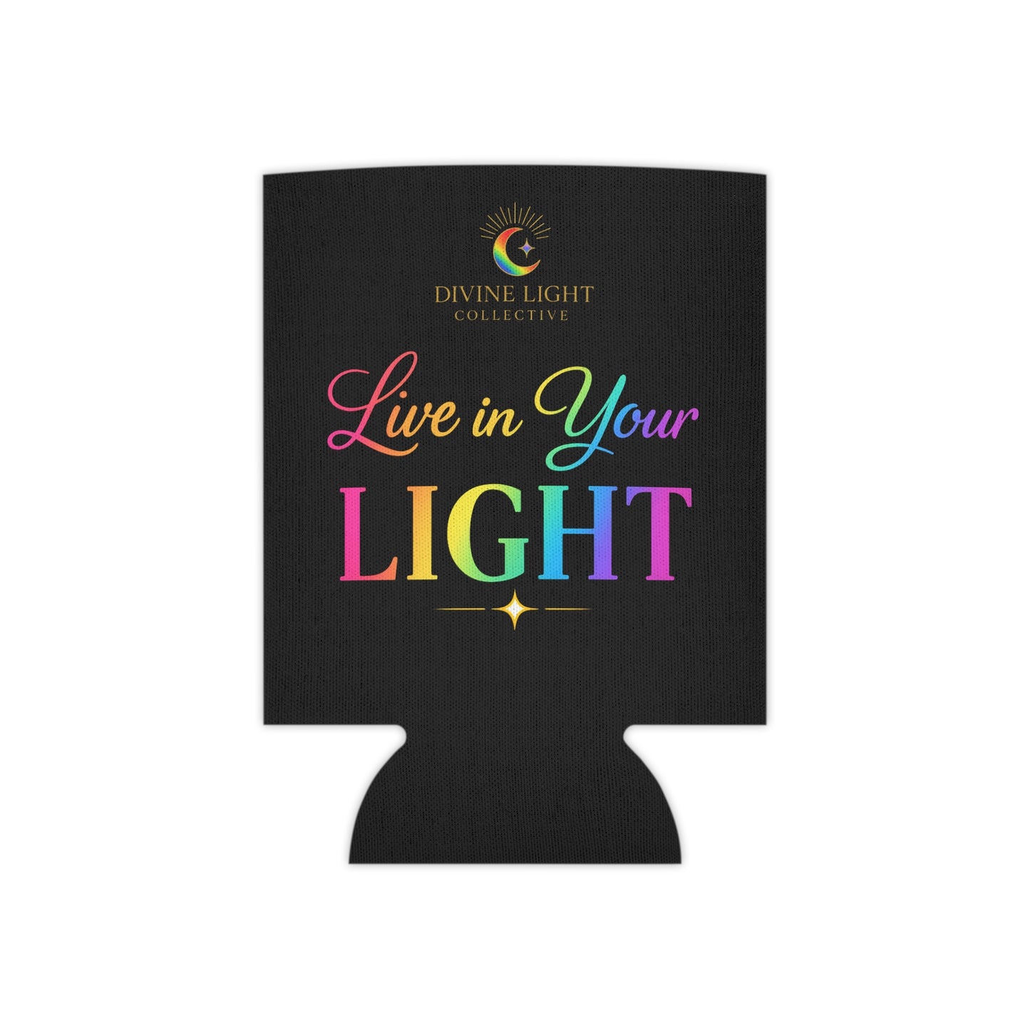 Can Cooler — "Live in Your Light" Rainbow Logo Can Cooler