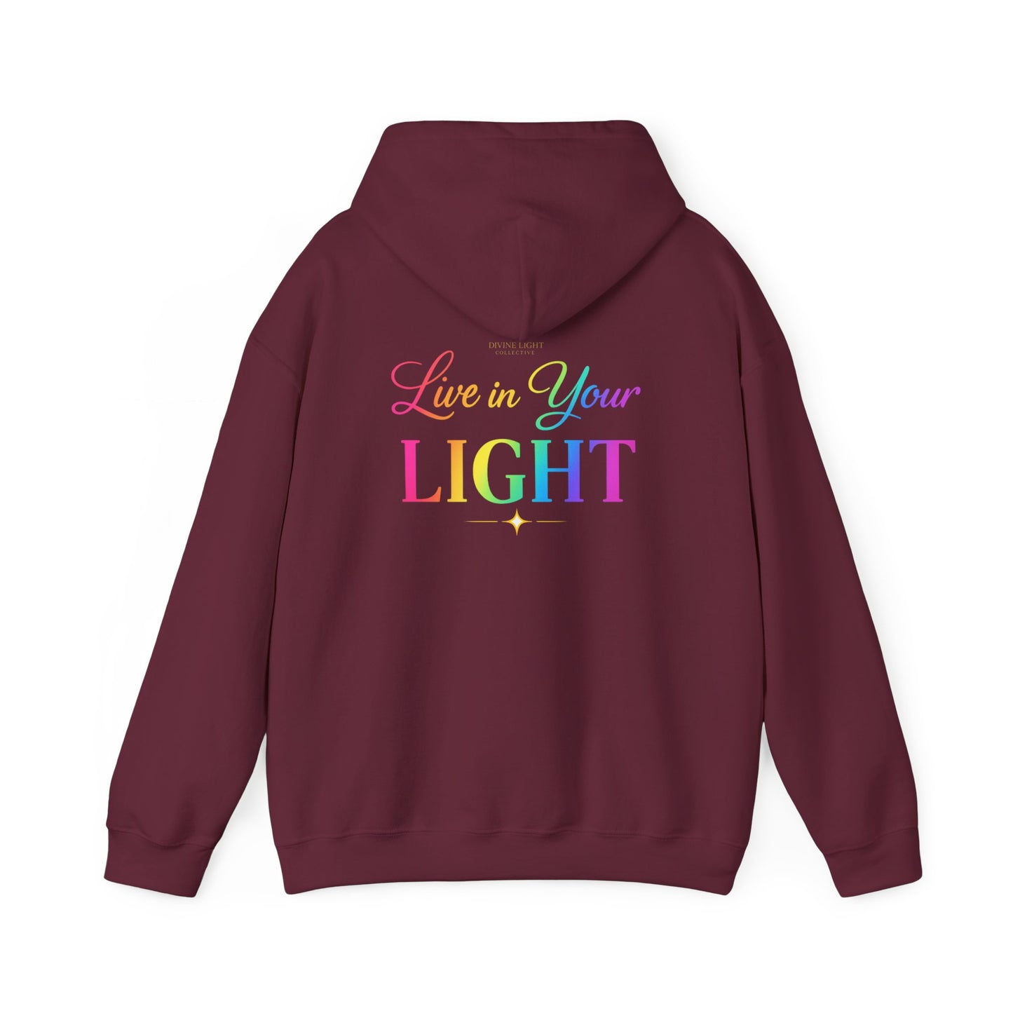 Live in Your Light Hoodie — Rainbow Inspirational Pullover