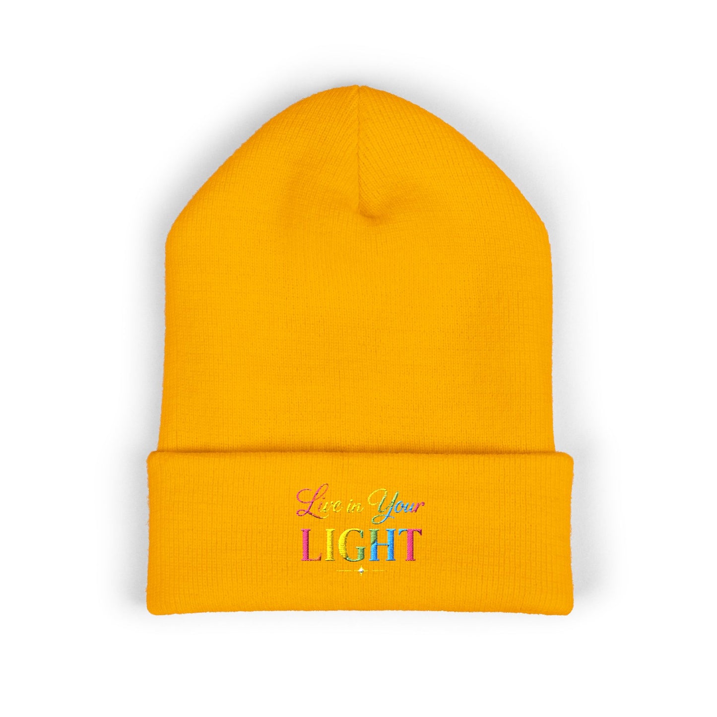 Embroidered "Live Your Light" Cuffed Beanie