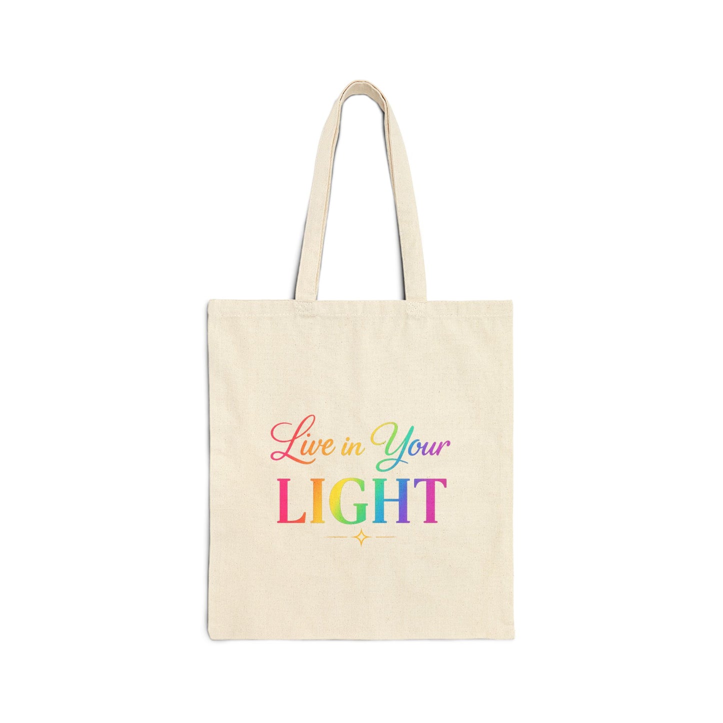 Live In Your Light Canvas Tote Bag – Rainbow Inspirational Eco Shopper