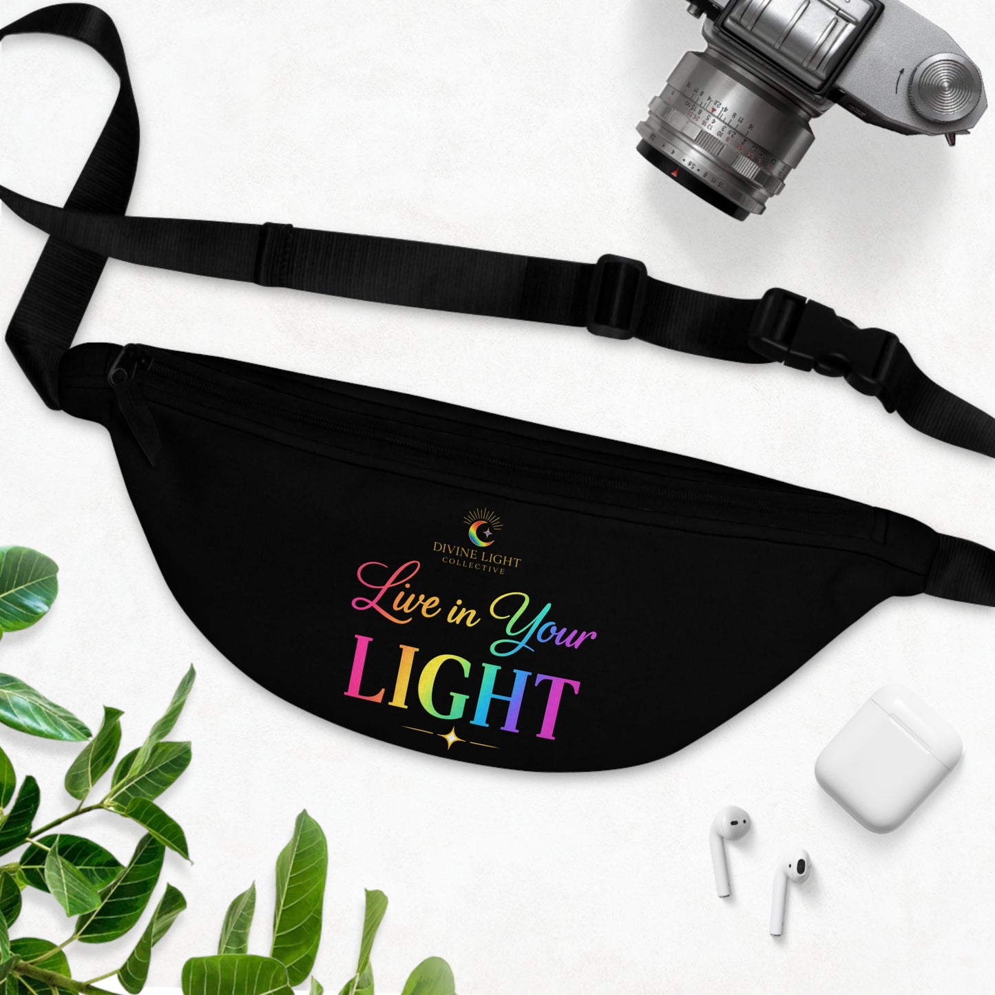 Live in Your Light Rainbow Fanny Pack — Inspirational Waist Bag for Pride & Everyday Wear